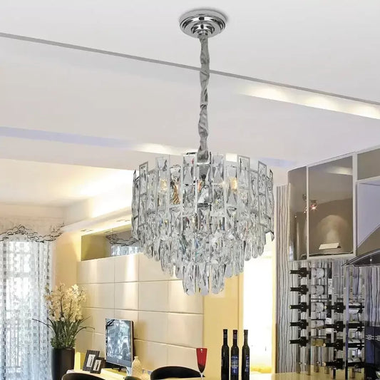 Cristal luster Niklaus 4x E27 striebro