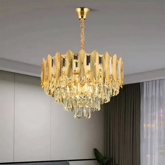 Crystal Luster Buckingham Noble 5xe14, priemer 40 cm, zlato, nastaviteľná výška