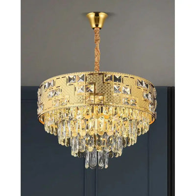 Crydelabre Crystal Neuschwanstein eleganza 7xe14, priemer 49 cm, zlato, nastaviteľná výška