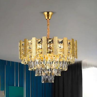 Crystal Luster Peles petito 3xe14, priemer 30 cm, lesklé zlato, nastaviteľná výška