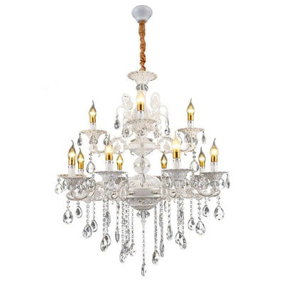 Candelabru sansoiu Royal 12xE14 Kov a kryštál nastaviteľná biela a strieborná výška
