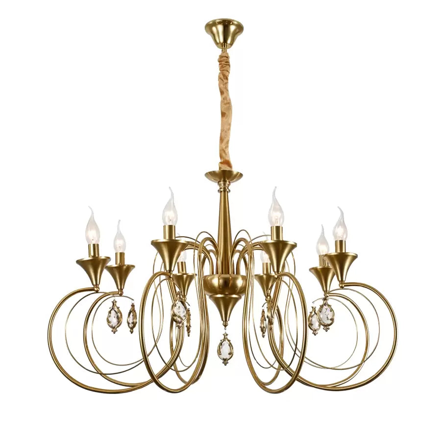 Crystal Luster Frederick 8XE14, 52 cm priemer, zlato, nastaviteľná výška