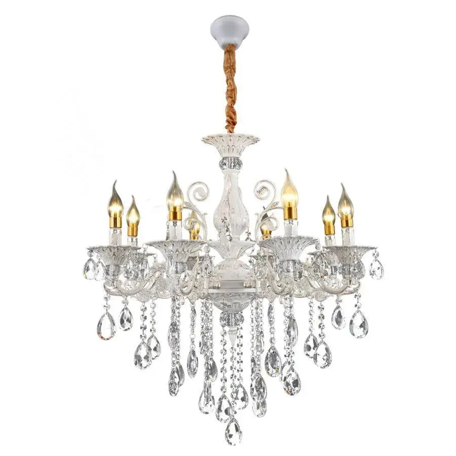 Sanssoci 8xe14 Crystal and Metal Luster - Royal Elegance, nastaviteľná výška, strieborná biela