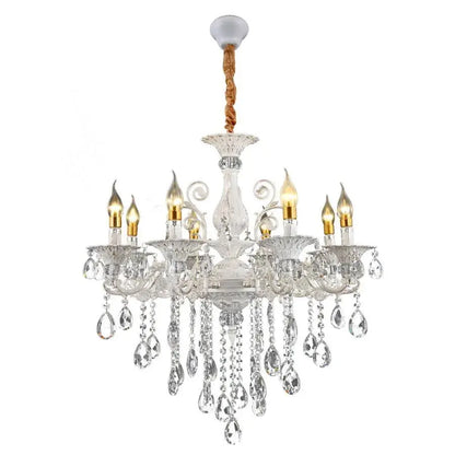 Sanssoci 8xe14 Crystal and Metal Luster - Royal Elegance, nastaviteľná výška, strieborná biela