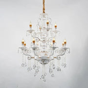Crystal Luster Bruchier 12x E14, priemer 75 cm, biela so zlatom, nastaviteľná výška