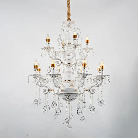 Bruhier Krištáľový luster 12x E14, Priemer 75cm, Biely so zlatom, Nastaviteľná výška Klasické lustre Predvolený názov Alessandro Design
