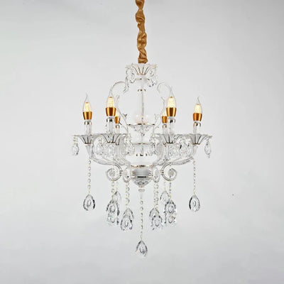 Crystal Luster Bruchier 6x E14, 55 cm, biela so zlatom, nastaviteľná výška
