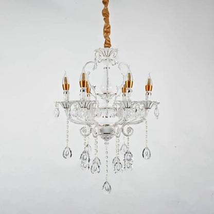 Crystal Luster Bruchier 6x E14, 55 cm, biela so zlatom, nastaviteľná výška