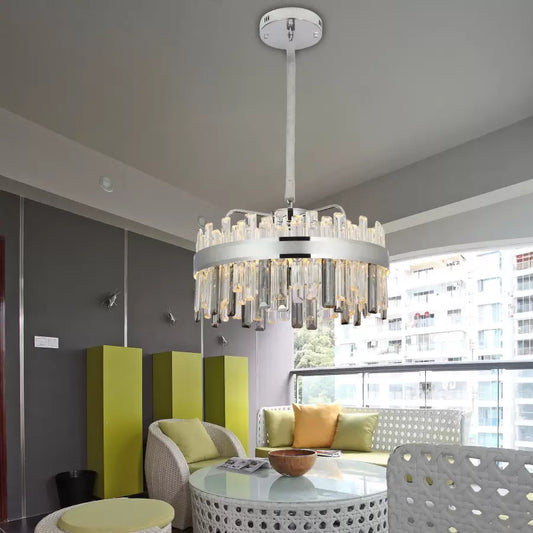 Luster s krištáľovými LED s diaľkovým ovládaním Melvin 112W Smotable Priemer 50 cm striebro
