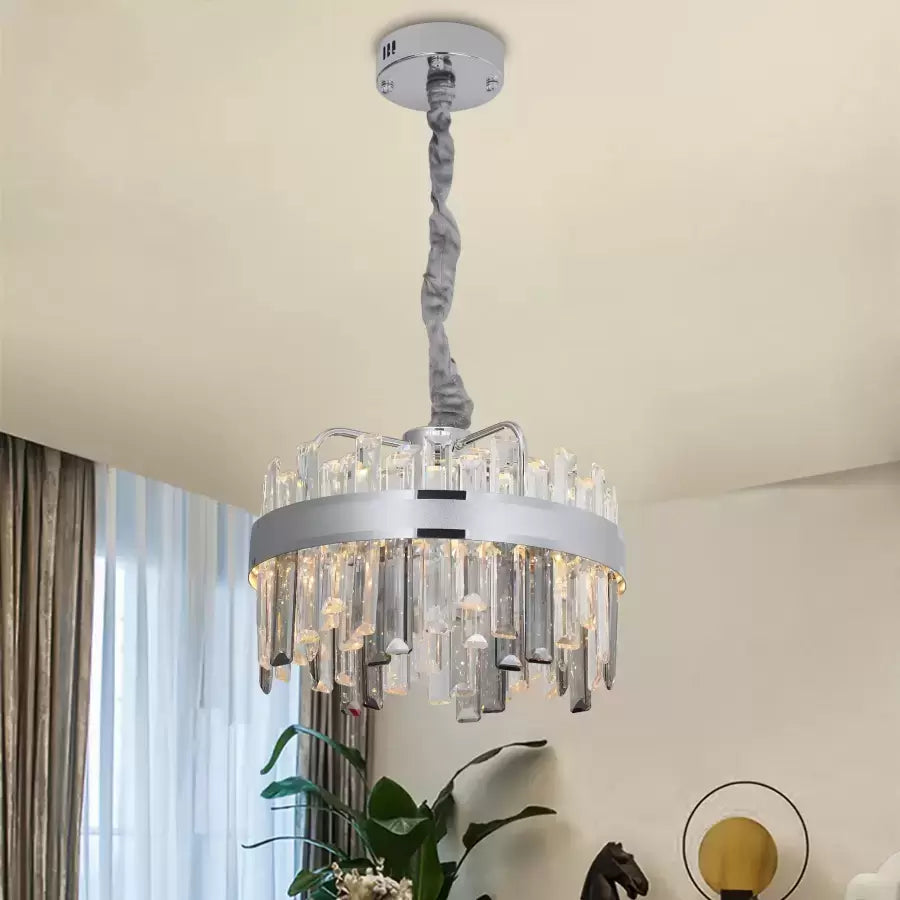 Luster LED s krištáľovým LED s Miguel 92W SMOBILA SILVER diaľkové ovládanie