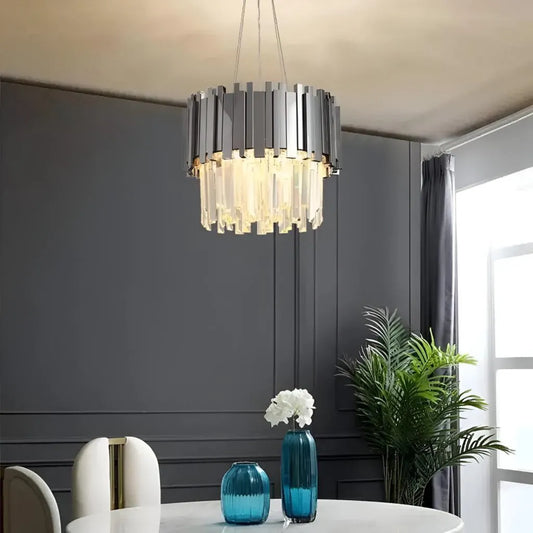 Crystal Luster Blois eleganza 8xe14, priemer 49 cm, striebro, nastaviteľná výška