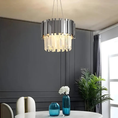 Crystal Luster Blois eleganza 8xe14, priemer 49 cm, striebro, nastaviteľná výška