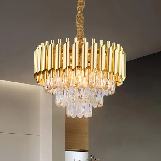 Crystal Luster Versailles Noble 5XE14, priemer 40 cm, zlato, nastaviteľná výška