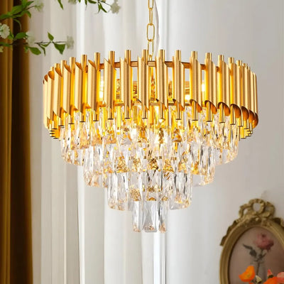 Crystal Luster Versailles Eleganza 8x E14, priemer 49 cm, zlato, nastaviteľná výška