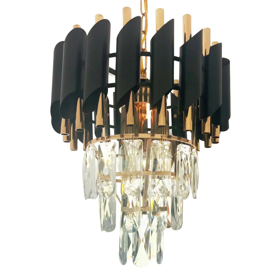 Crystal Luster Versailles petito 3xe14, priemer 30 cm, lesklé a čierne zlato, nastaviteľná výška