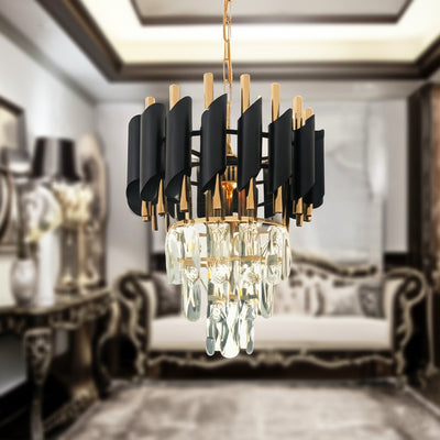 Crystal Luster Versailles petito 3xe14, priemer 30 cm, lesklé a čierne zlato, nastaviteľná výška
