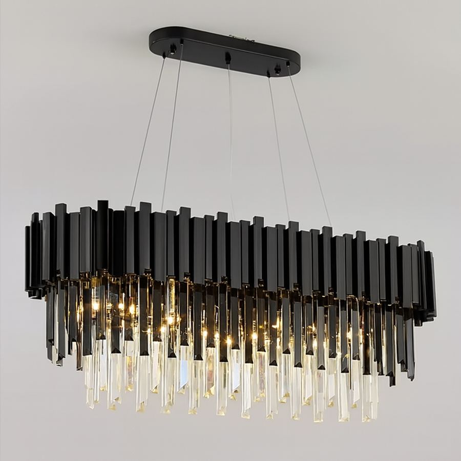 Crystal Luster Blois eleganza 8xe27, priemer 49 cm, čierna, nastaviteľná výška