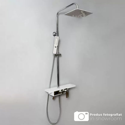Sprchový stĺpec, LCD displej, nehrdzavejúca/biela/strieborná, SJG/009