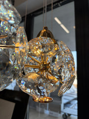 Krištáľový LED luster KILKENNY Culmino, 144W, neutrálne svetlo, priemer 60 cm, zlatý