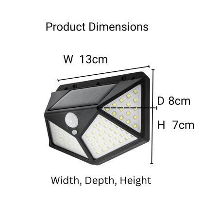 Solárna lampa so snímačom pohybu, 100 LED, 20W, IP.65, čierna