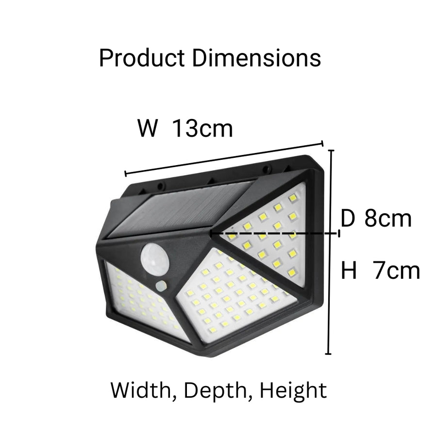 Solárna lampa so snímačom pohybu, 100 LED, 20W, IP.65, čierna