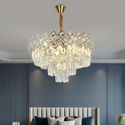 Crystal Luster Windsor Noble 5xE27, priemer 40 cm, lesklé zlato, nastaviteľná výška