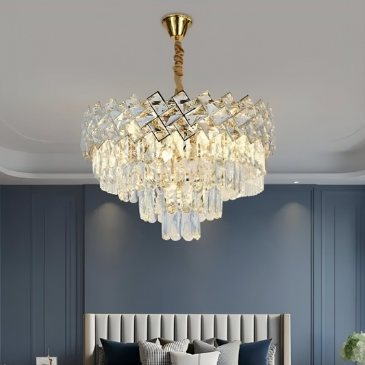 Crystal Luster Windsor Noble 5xE27, priemer 40 cm, lesklé zlato, nastaviteľná výška