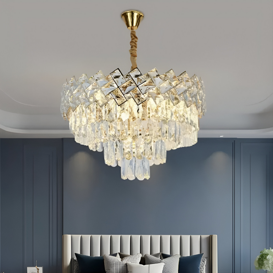 Crystal Luster Windsor Noble 5xE27, priemer 40 cm, lesklé zlato, nastaviteľná výška