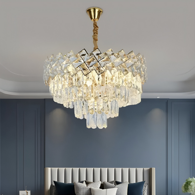 Crystal Luster Windsor Noble 5xE27, priemer 40 cm, lesklé zlato, nastaviteľná výška