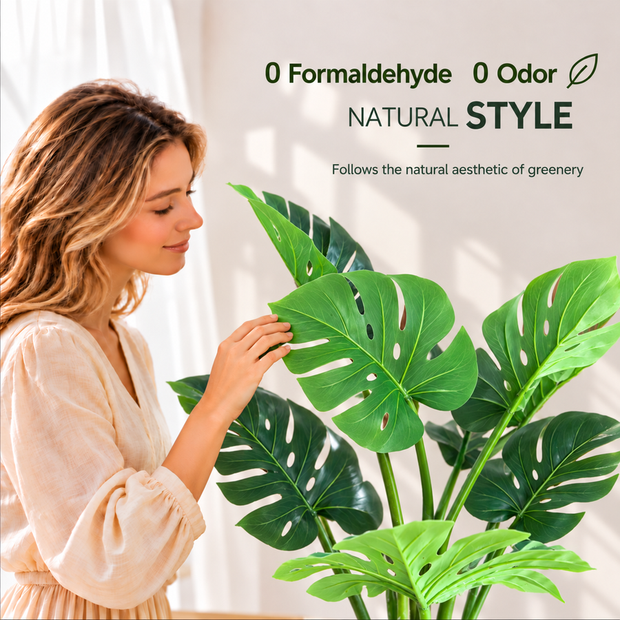 Umelá rastlina typu Monstera Deliciosa, 8 listov, 140 cm, zelená