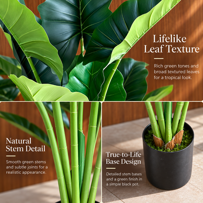 Umelá rastlina typ Alocasia, 10 listov, 120 cm, zelená