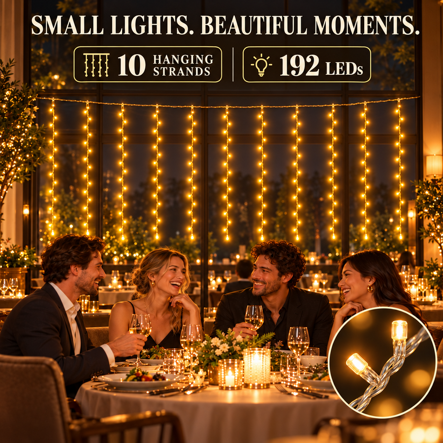 Vianočná inštalácia LED svetelnej záclony, teplé svetlo, 300 x 200 cm, 192 LED