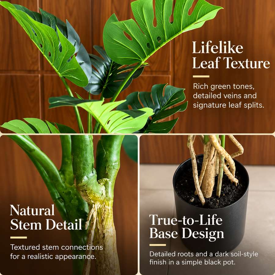 Umelá rastlina typu Monstera Deliciosa, 8 listov, 140 cm, zelená