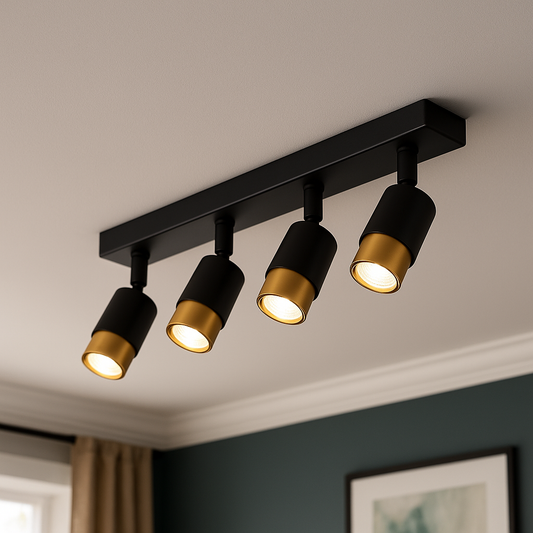 LED projektor so 4 projektormi GU10, 3000K/4000K/6000K, zlato, kov a akryl