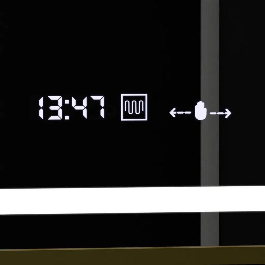 Zrkadlové obdĺžnikové obdĺžnikové 100x80cm Verite Royale Gold Motion Glow Marcello Smoteble Clock Defosting System