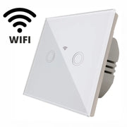Dotknite sa spínača dvojité Wi-Fi zabezpečené biele sklo