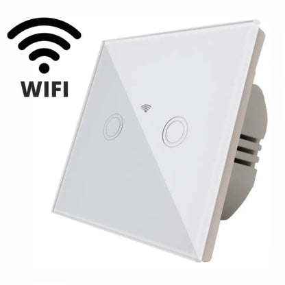 Dotknite sa spínača dvojité Wi-Fi zabezpečené biele sklo