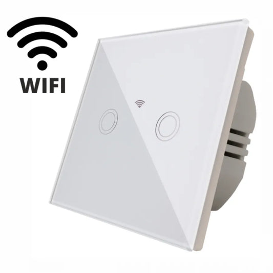 Dotknite sa spínača dvojité Wi-Fi zabezpečené biele sklo