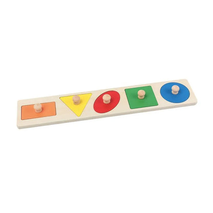 Hra typu viacfarebného panela s geometrickými tvarmi, 6 kusov, drevo