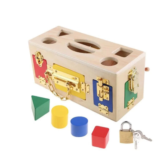 Vzdelávacia hračka Montessori Lock Cube, 5 kusov, viacfarebné, drevo