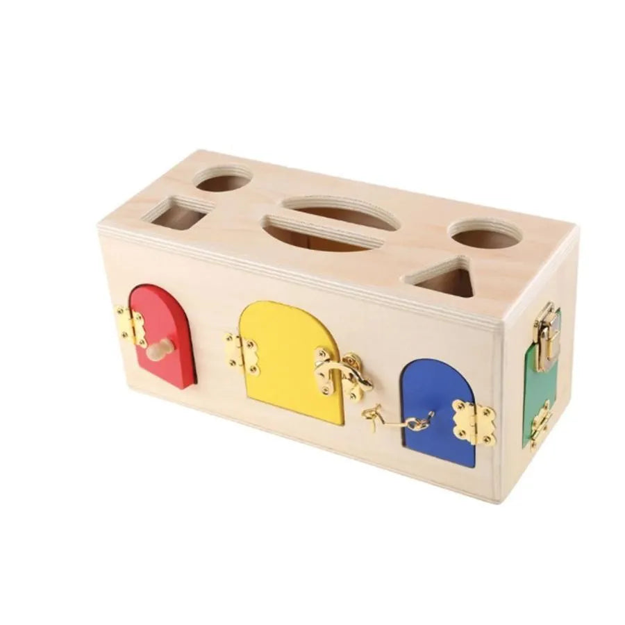 Vzdelávacia hračka Montessori Lock Cube, 5 kusov, viacfarebné, drevo