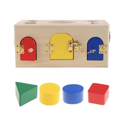 Vzdelávacia hračka Montessori Lock Cube, 5 kusov, viacfarebné, drevo