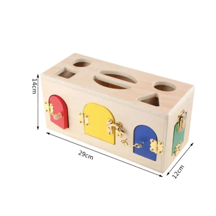Vzdelávacia hračka Montessori Lock Cube, 5 kusov, viacfarebné, drevo