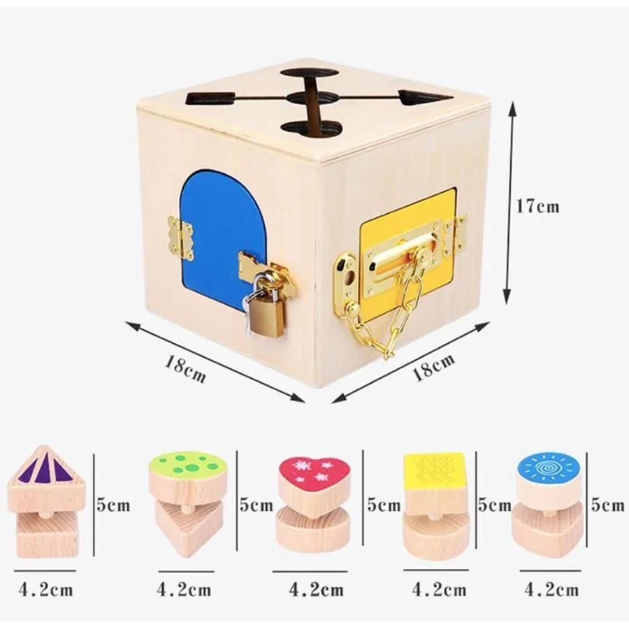 Montissori Multivori Multifultial Educative Toy Typ of Magic Lock Cube, 6 kusov, viacfarebné a kovové