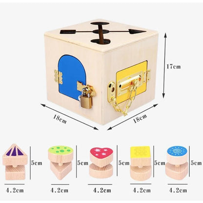 Montissori Multivori Multifultial Educative Toy Typ of Magic Lock Cube, 6 kusov, viacfarebné a kovové