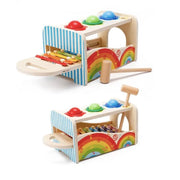 Interaktívny hračkový typ hudobnej skrinky s xylofónom a viacfarebnými loptičkami, 6 kusov, drevo