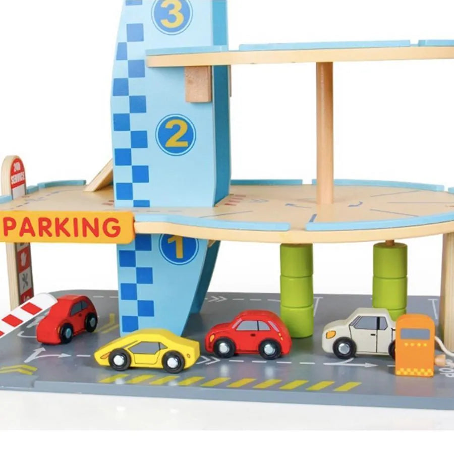 Hračka na kruhový parkovací typ s autami, 30 kusov, viacfarebné, drevo