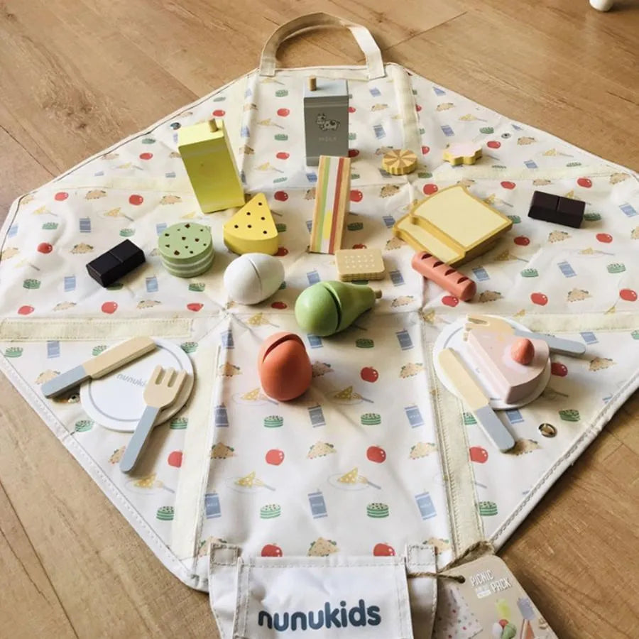 Typ pikniku s potešením, 24 kusov, viacfarebné, drevo a textil