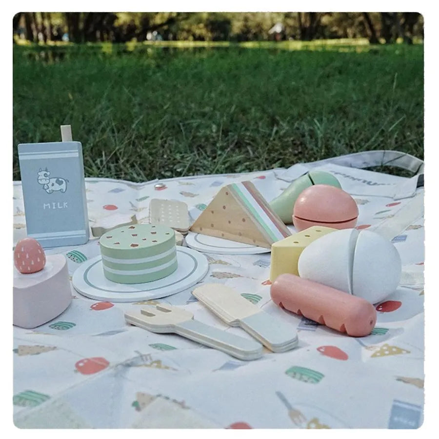 Typ pikniku s potešením, 24 kusov, viacfarebné, drevo a textil