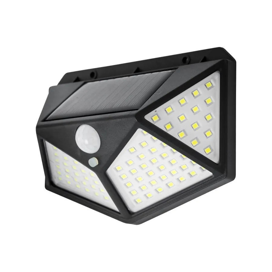 Solárna lampa so snímačom pohybu, 100 LED, 20W, IP.65, čierna